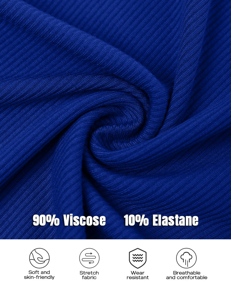 2-Pack Round Neck Thick Strap Racerback Ribbed Tank Slim Fit Tops without Bra Pads