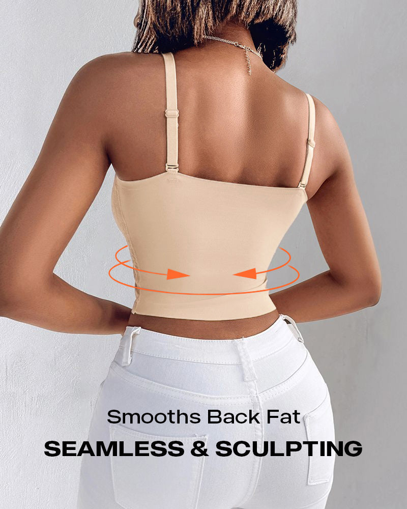 Lace V-Neck Adjustable Spaghetti Strap Bralette Camisoles Sexy Soft Crop Cami Top