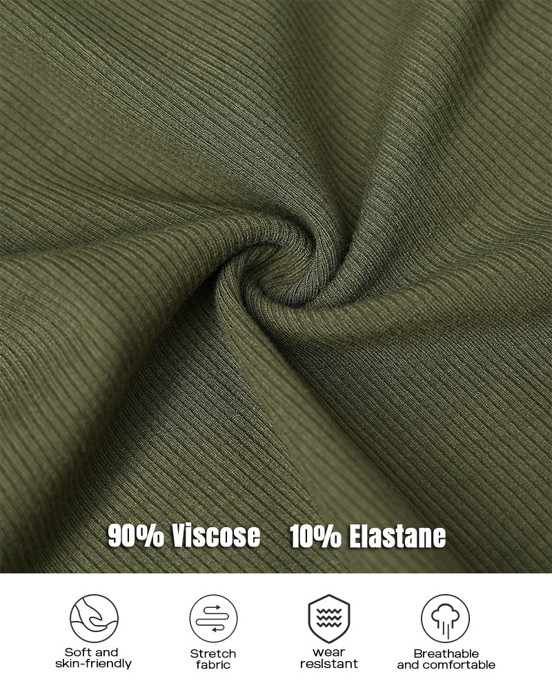 Chicme Built In Bra U Neck Long Sleeve Ribbed Top