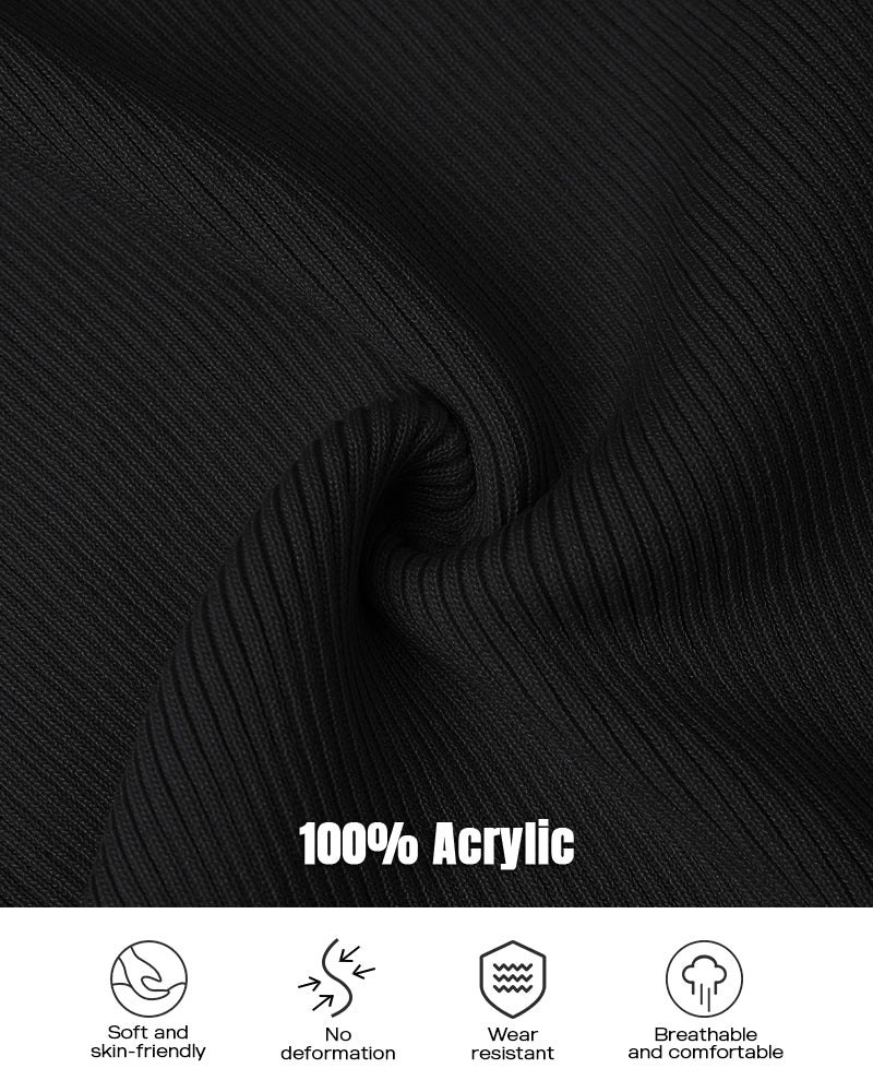 Crewneck Half Zipper Flap Detail Knit Sweater Long Sleeve Slim Fit Ribbed Pullover Top