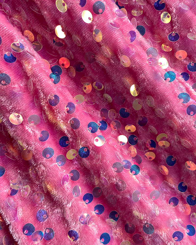 Heart Pattern Contrast Sequin O-Neck Long Sleeve Sweet Pullover Top