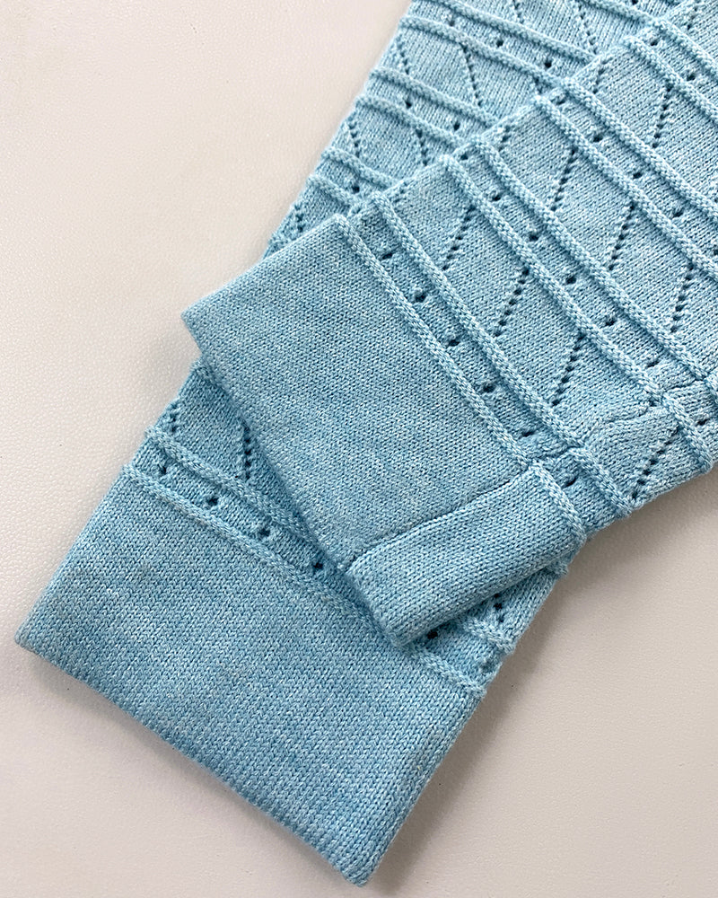 V-Neck Hollow Out Long Sleeve Knit Dress