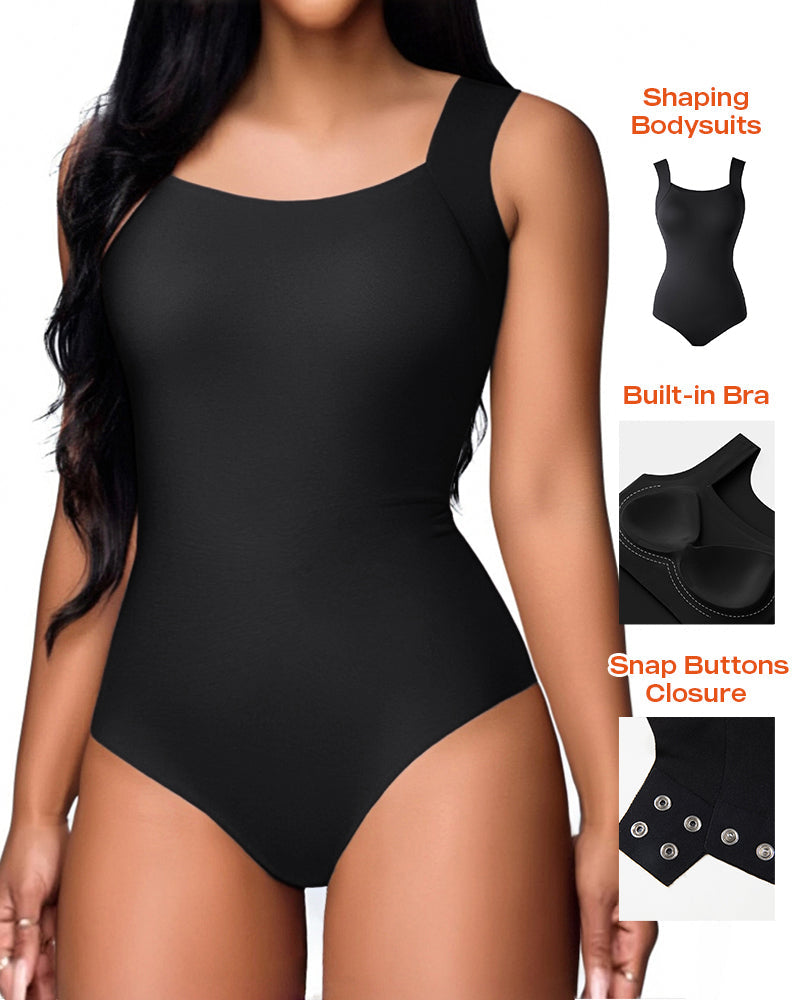Chicme Contourx U Neck Shapewear Built In Bra Sleeveless High Strechy Slim Fit Tank Bodysuits