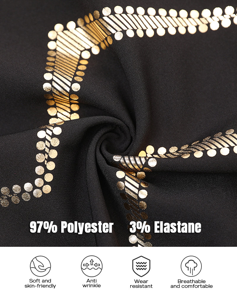 Bronzing Chevron Print Turn-down Collar Tied Detail Shirt Dress