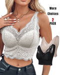 2-Pack Lace Scallop Trim Lace Bralette V-Neck Camisoles