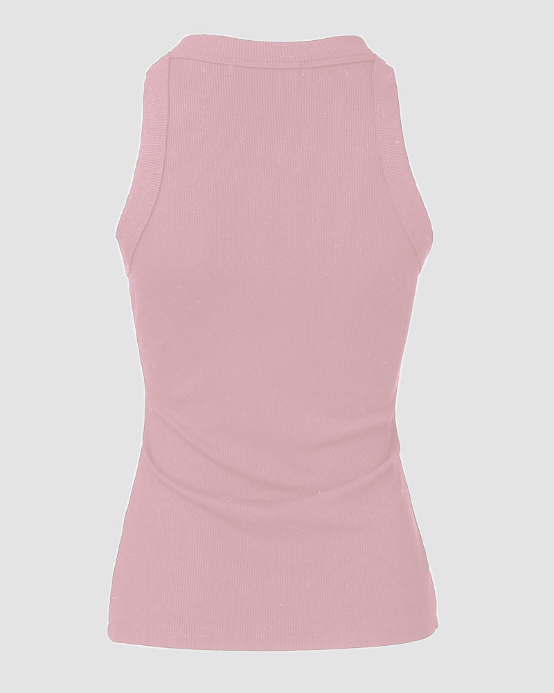 Rhinestone Contrast Sequin Keyhole Neck Sleeveless Slim Fit Elasticity Ribbed Top Elegant Tank