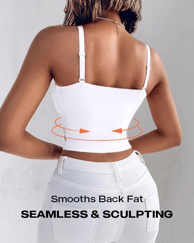 Lace V-Neck Adjustable Spaghetti Strap Bralette Camisoles Sexy Soft Crop Cami Top