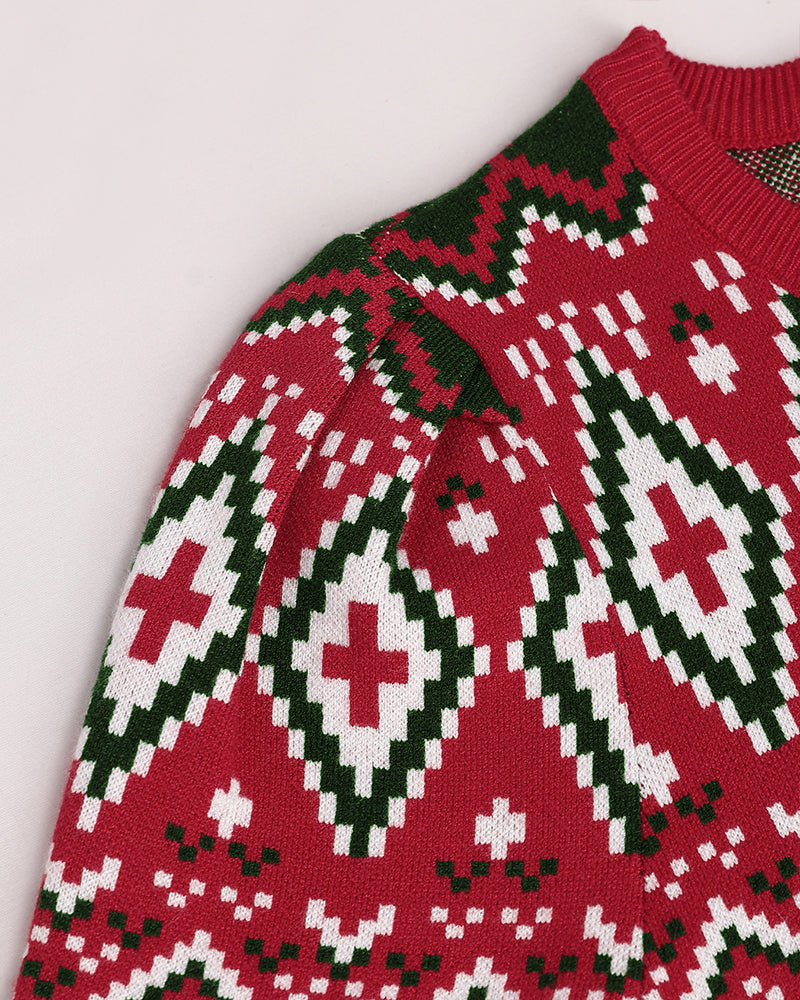 Christmas Aztec Geometric Pattern Knit Sweater