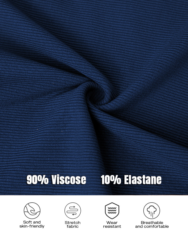 Chicme Built In Bra U Neck Long Sleeve Ribbed Top