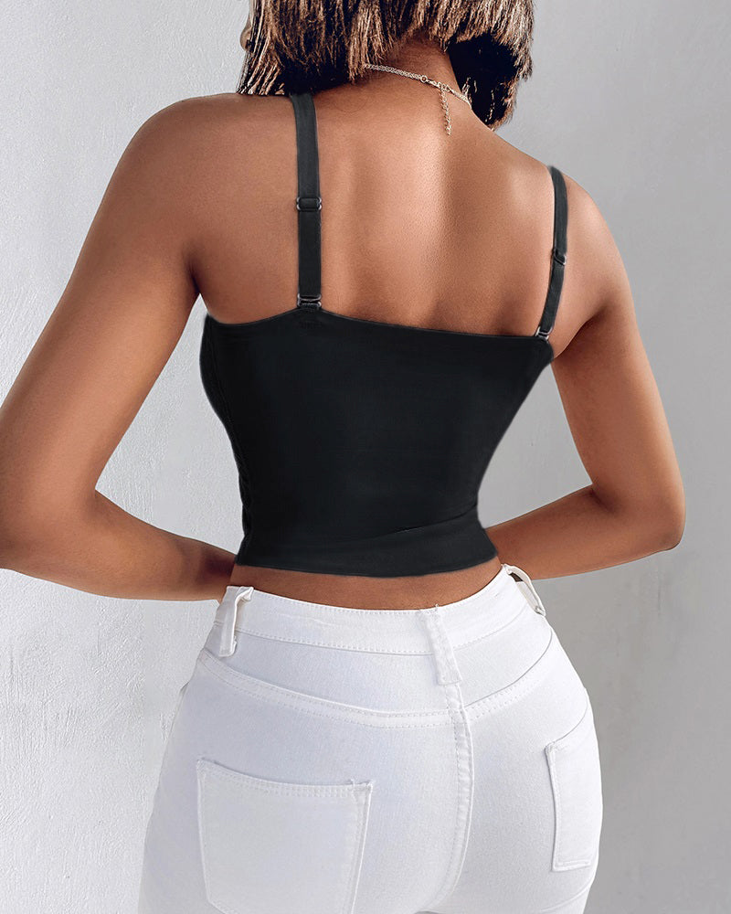 2-Pack Womens Lace V-Neck Adjustable Spaghetti Straps Bralette Camisoles Sexy Soft Crop Cami Top