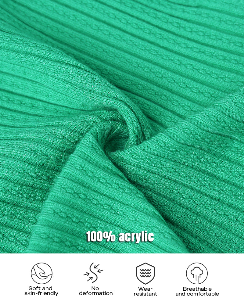 Rhinestone Decor Overlap V Neck Long Sleeve Knit Sweater Asymmetrical Hem Slim Fit Textured Pullover Top