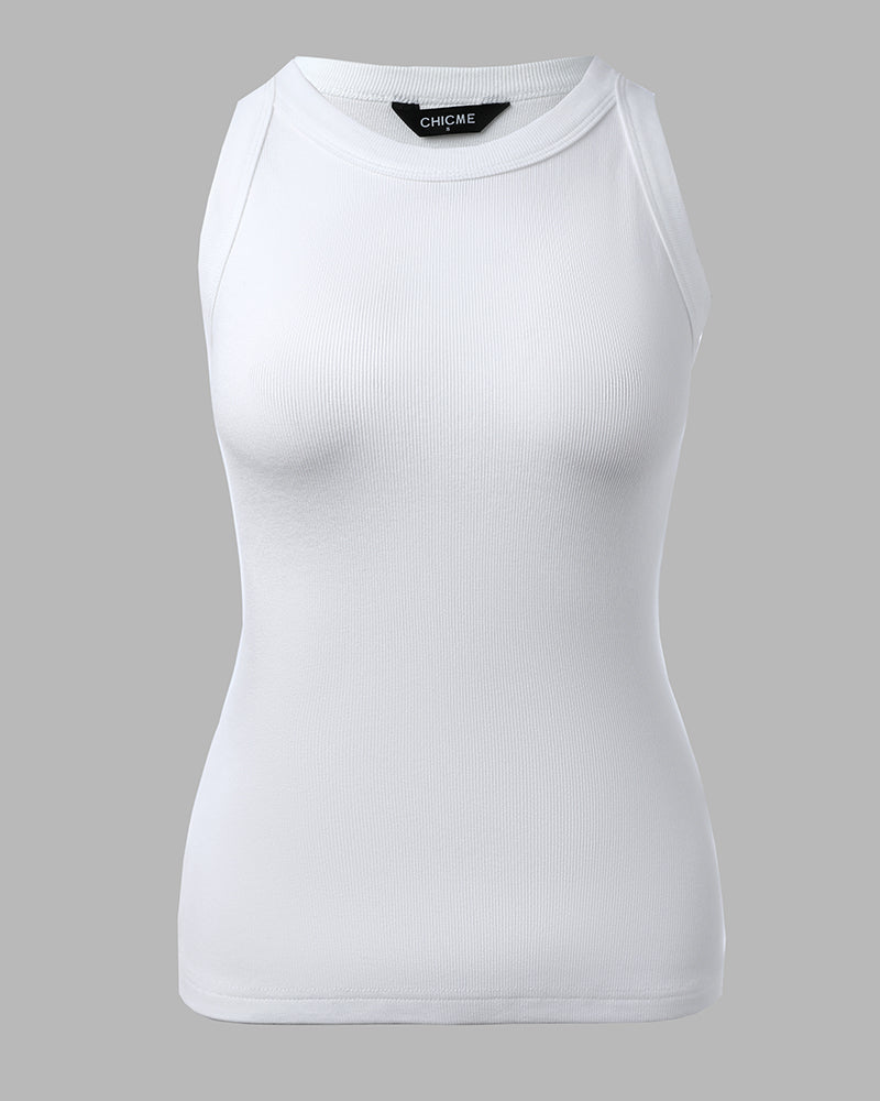 3 Pack Knit Round Neck Thick Strap Racerback Tank Tops(Without Pads)