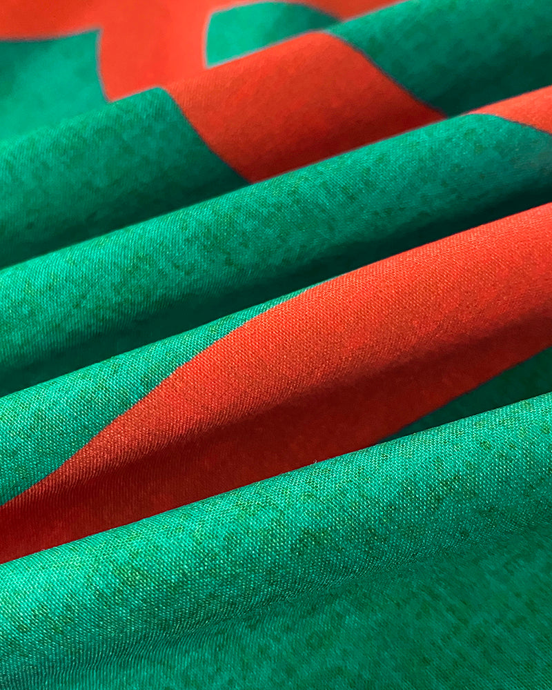 Abstract Print Turn-down Collar Tied Detail Ruched Dress Casual Wrap Front Vacation Dress