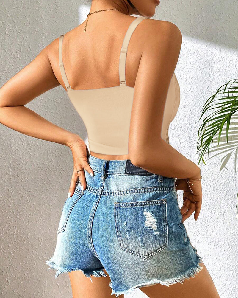 Lace V-Neck Adjustable Spaghetti Strap Bralette Camisoles Sexy Soft Crop Cami Top