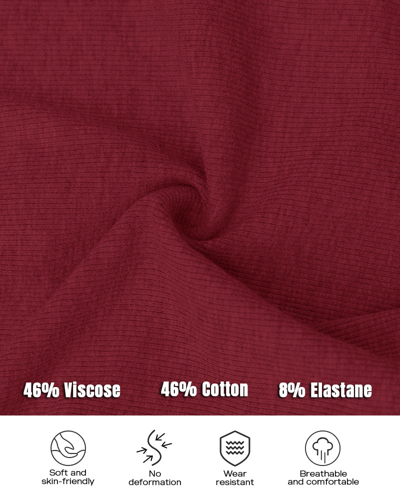 Chicme Built In Bra Notch Neck Long Sleeve Shirts Rib Knit Ruched Waist Top