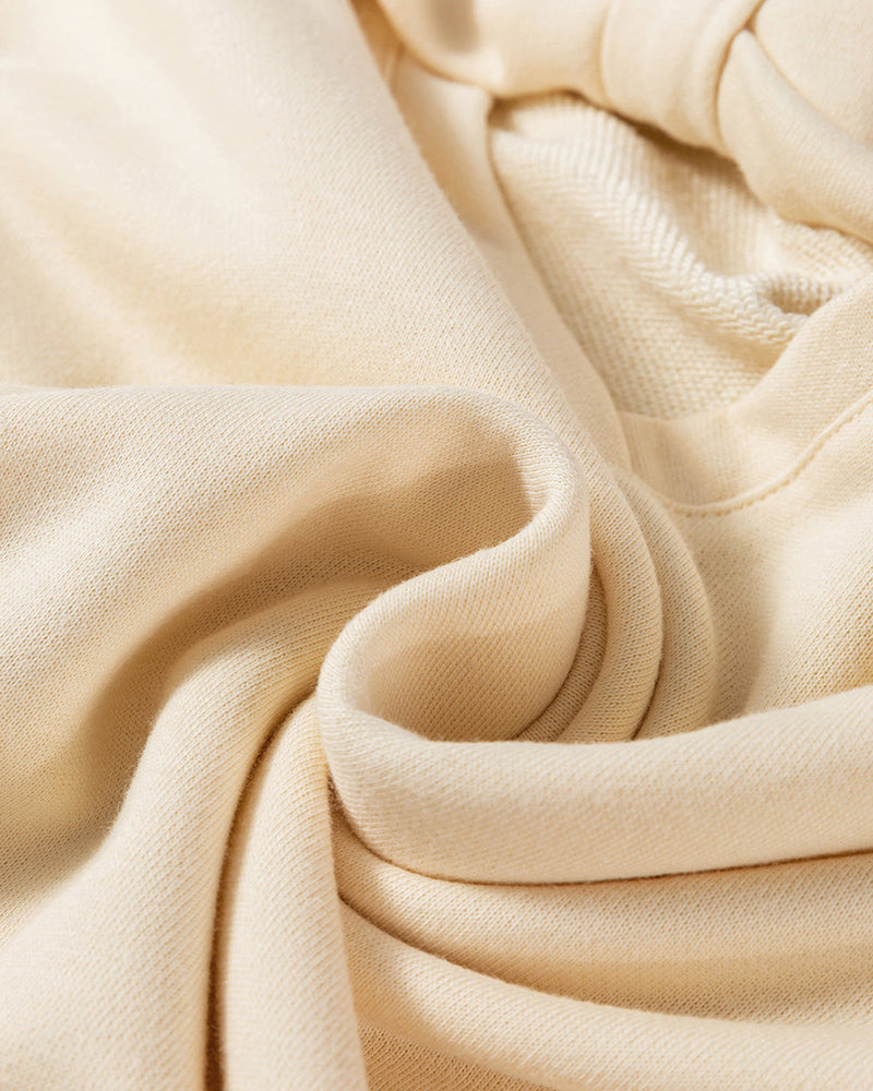 Round Neck Bowknot Decor Hollow Out Sweatshirt