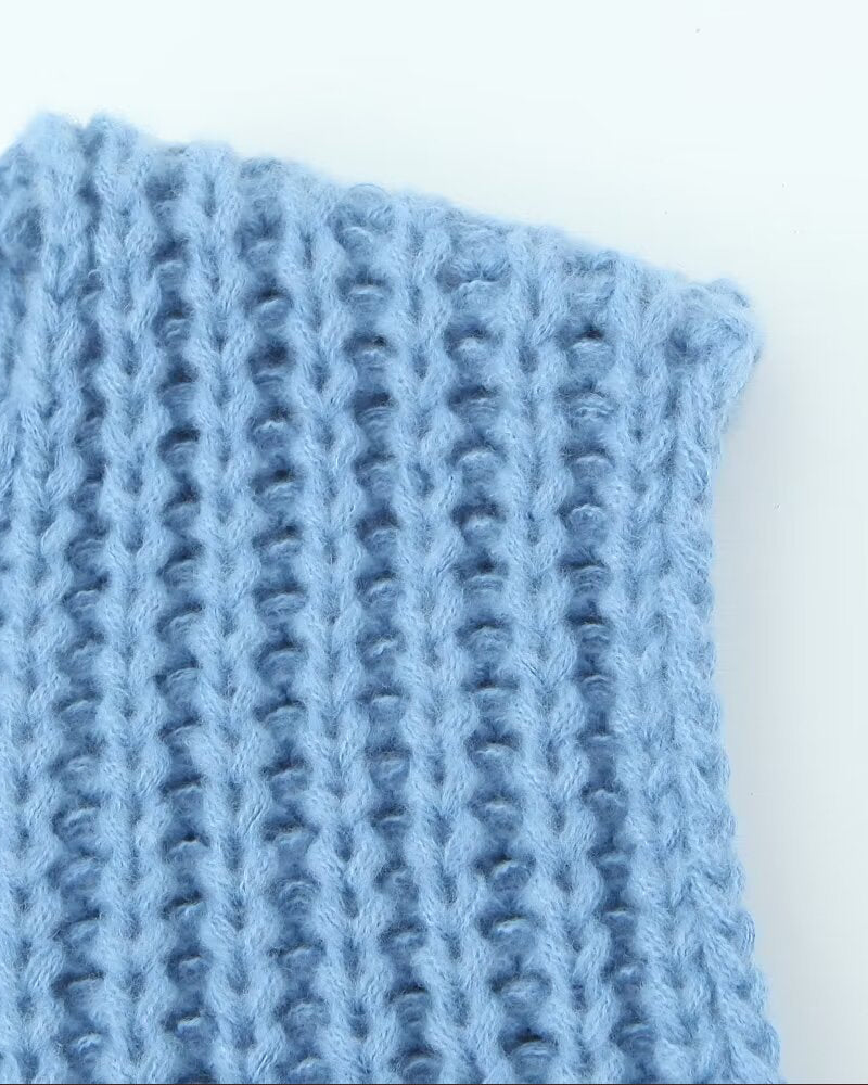 V-Neck Sleeveless Button Front Knit Vest Casual Loose Fit Sweater Top with Pockets