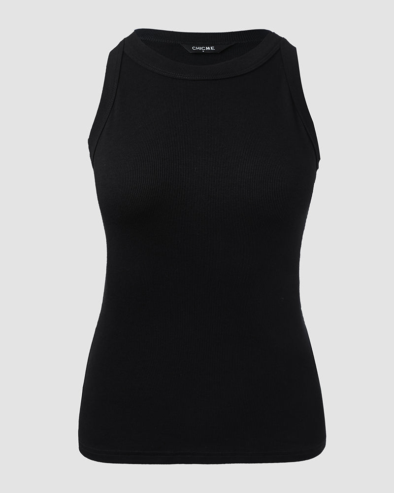 3 Pack Knit Round Neck Thick Strap Racerback Tank Tops(Without Pads)