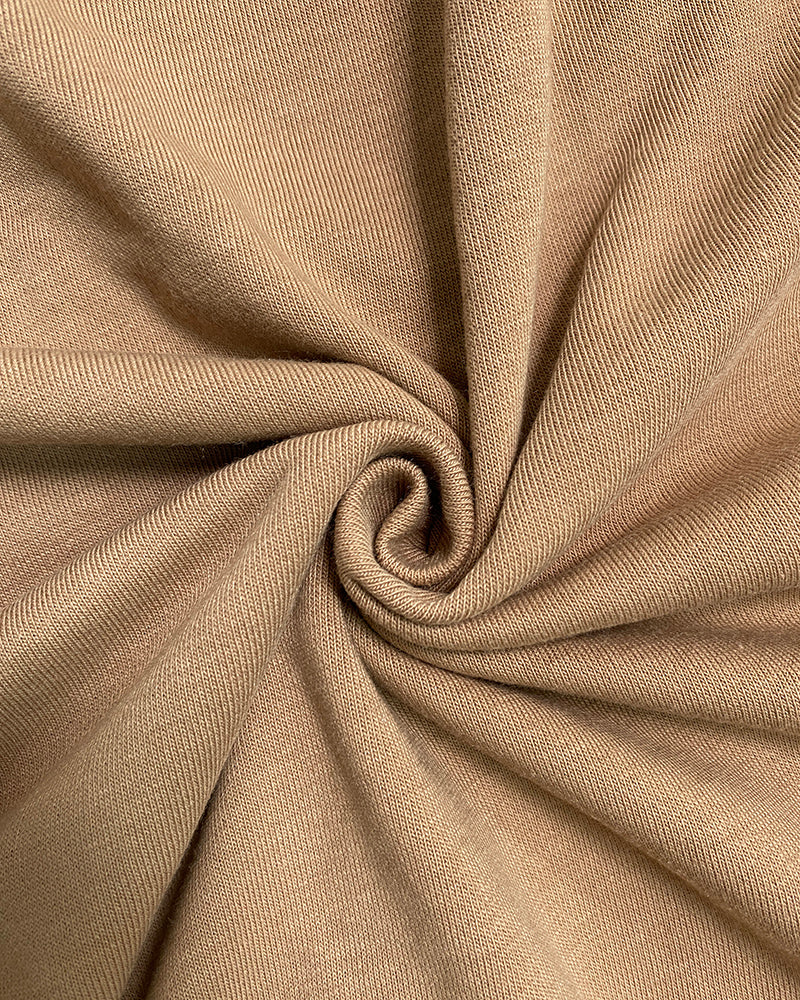 Polo Collar Long Sleeve Sweatshirt Loose Fit Side Slit Dip Hem Casual Top