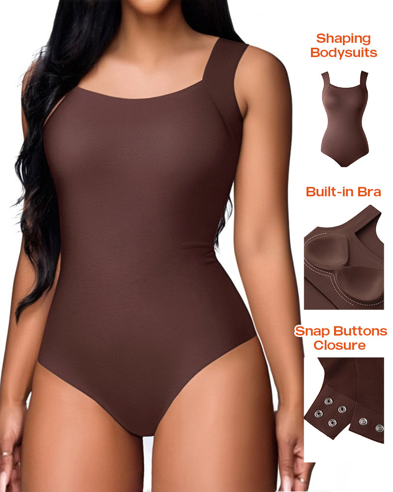 Chicme Contourx U Neck Shapewear Built In Bra Sleeveless High Strechy Slim Fit Tank Bodysuits