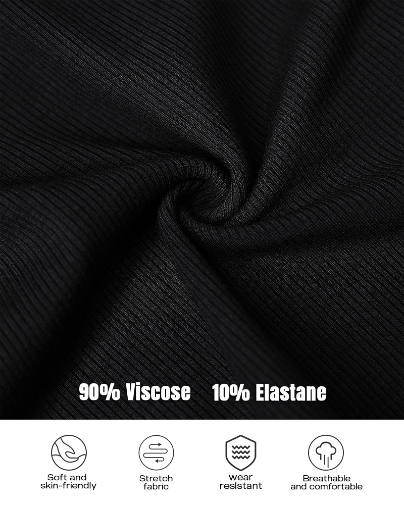 Chicme Built In Bra U Neck Long Sleeve Ribbed Top