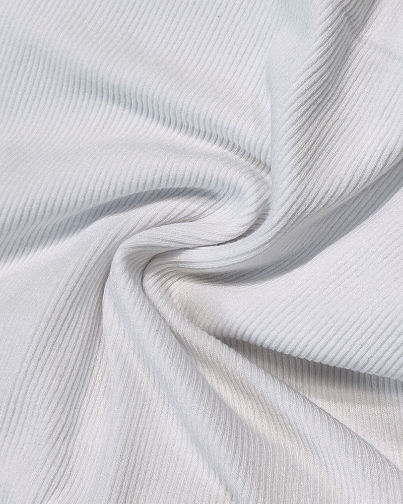 Built In Bra U Neck Tee High Stretchy Knit T-Shirt Long Sleeve Top