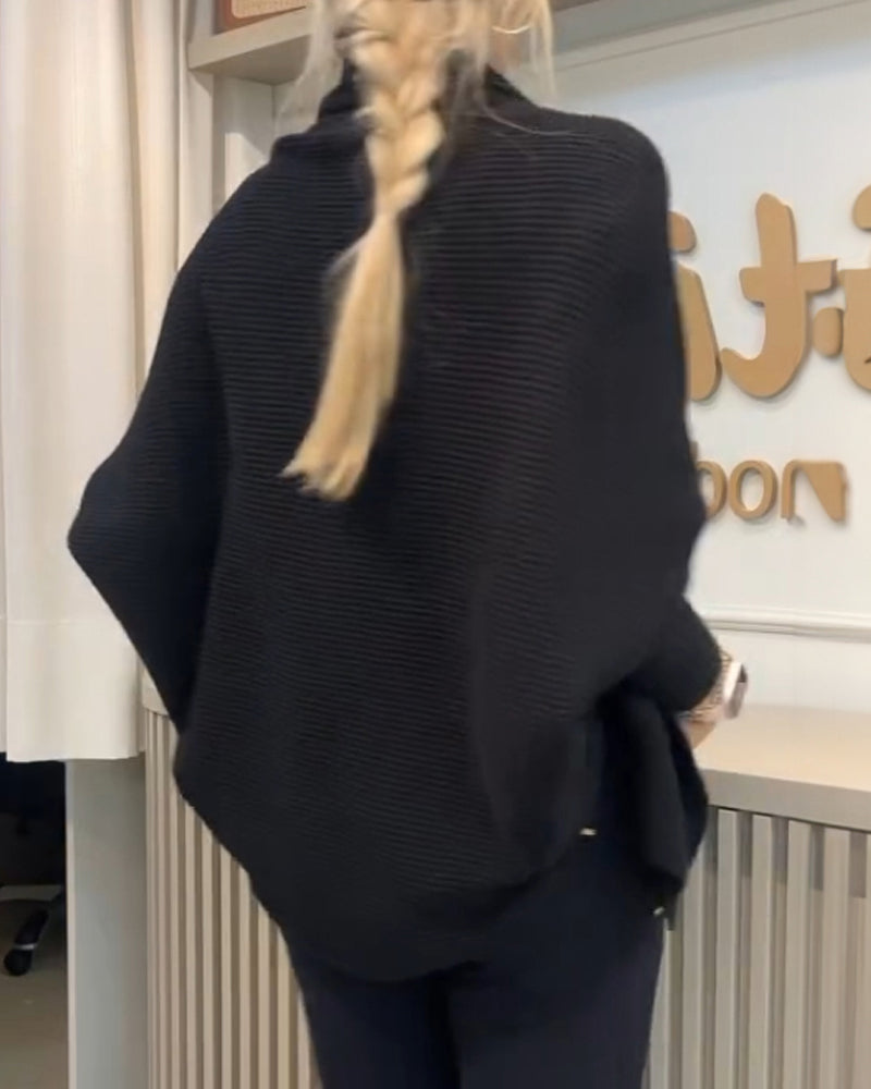 Lapel Batwing Sleeve Casual Cardigan Open Front Sweater (ONLY)