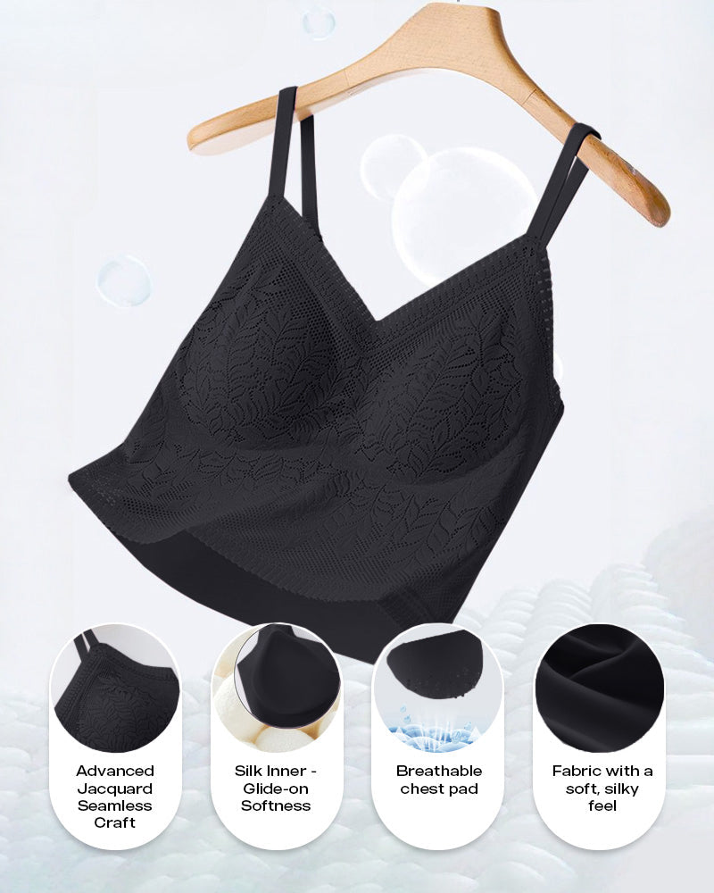 Lace V-Neck Adjustable Spaghetti Strap Bralette Camisoles Sexy Soft Crop Cami Top