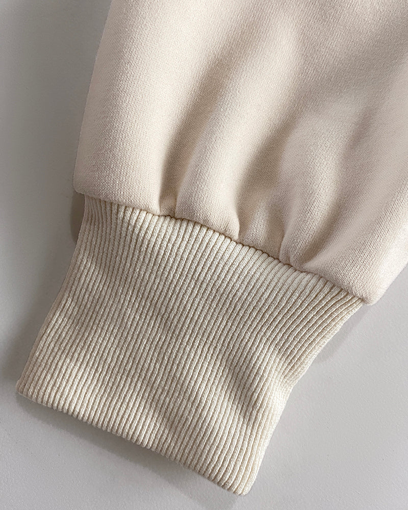 High Neck Half Zip Long Sleeve Kangaroo Pocket Sweatshirt Casual Drop Shoulder Top