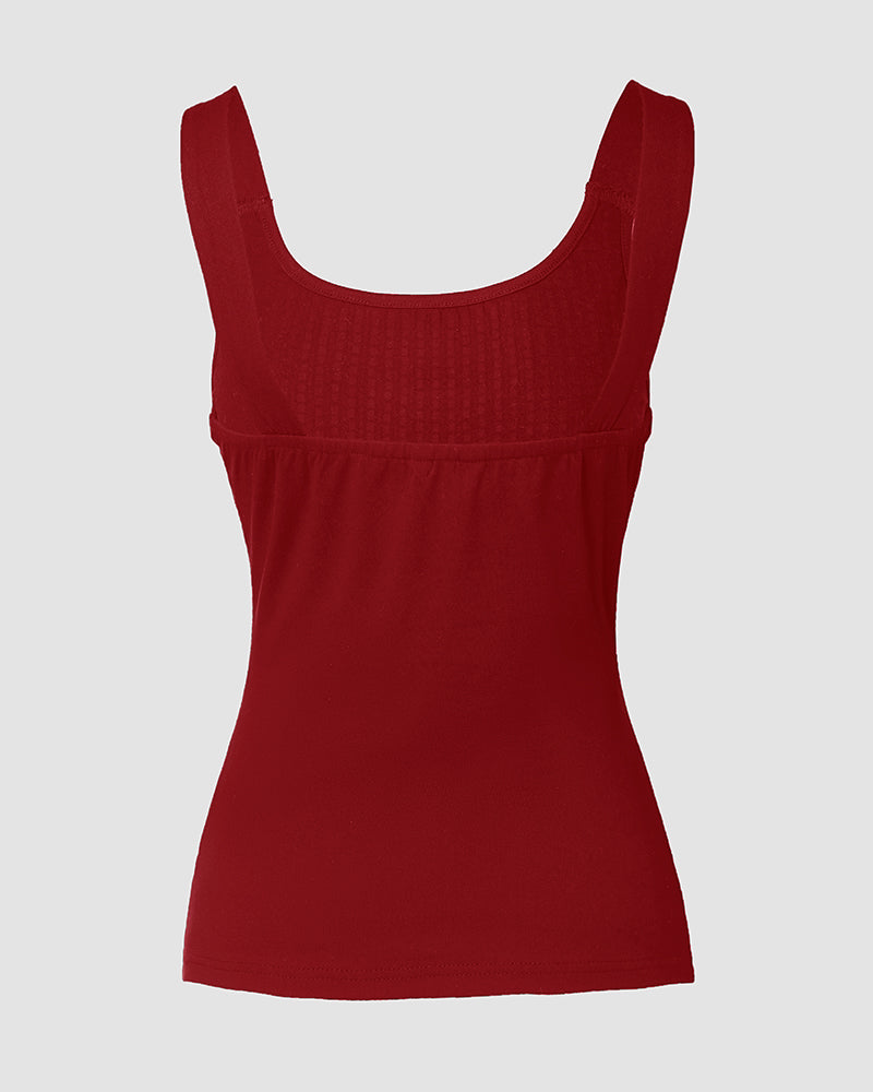 Round Neck Rhinestone Decor Skinny Tank Top