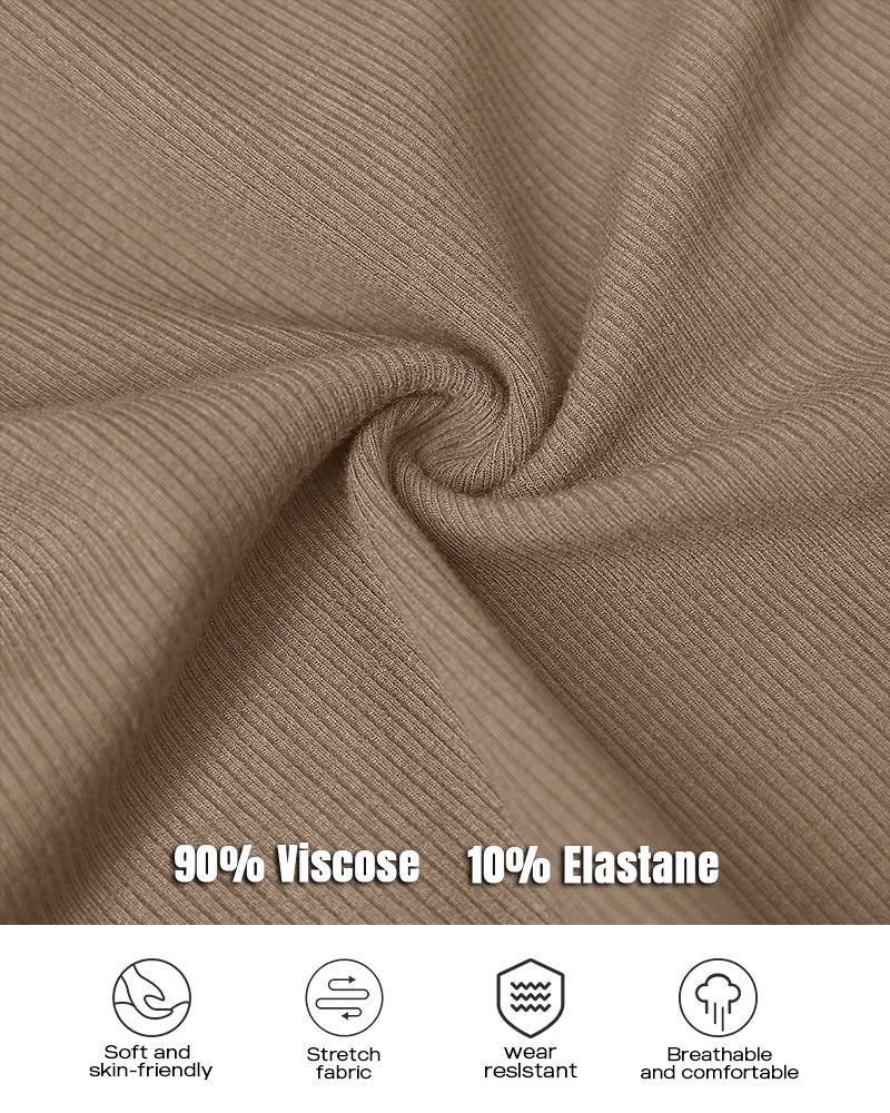 Chicme Built In Bra U Neck Long Sleeve Ribbed Top