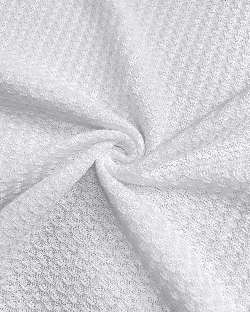 Striped Print Zipper Front Long Sleeve Top  Waffle Knit Loose Fitting Tunic Tops