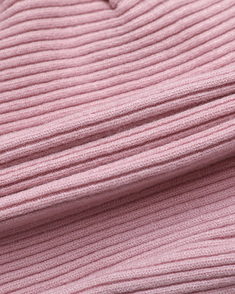 Overlap V-Neck Ruched Side Button Decor Knit Sweater Slim Fit Ribbed Pullover Top