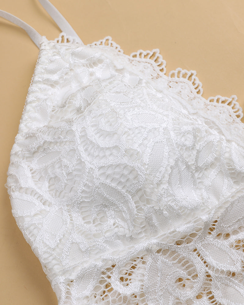 Guipure Lace V Neck Spaghetti Strap Top